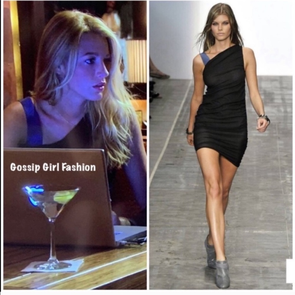 Rag & Bone gray and blue knit one shoulder dress 6